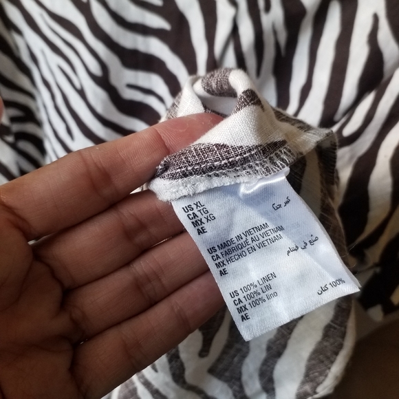 Charter Club 100% Linen Luxury Zebra Print Blouse XL - Picture 10 of 13